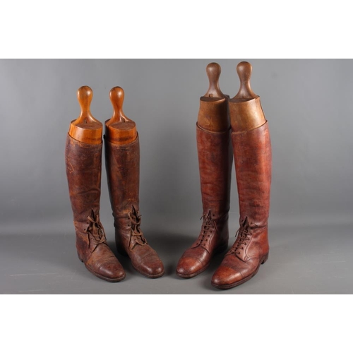 201 - A pair of brown leather riding boots, length from heel to toe, 12