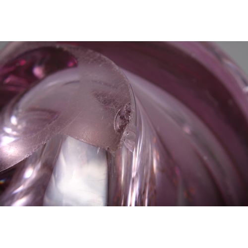 21 - A Val St Lambert pink and clear glass shaped vase, 11