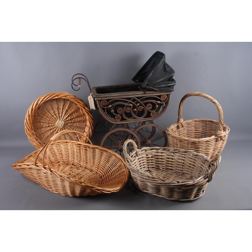 234 - A doll's pram and three wicker baskets