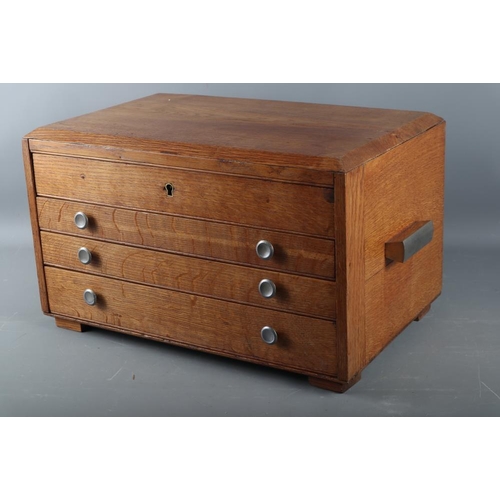 247 - A French oak canteen of cutlery with four drawers, 21