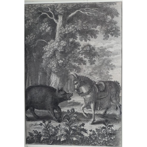 350 - Wenzel Hollar: four 17th century etchings for Aesop's Fables, 