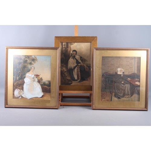 383 - H Newton: three early Victorian watercolour portraits, unknown women, two 13