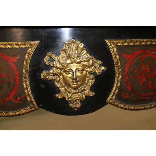 439 - A 19th century Boulle work serpentine front fold-over top card table with gilt brass mounts, on cabr... 