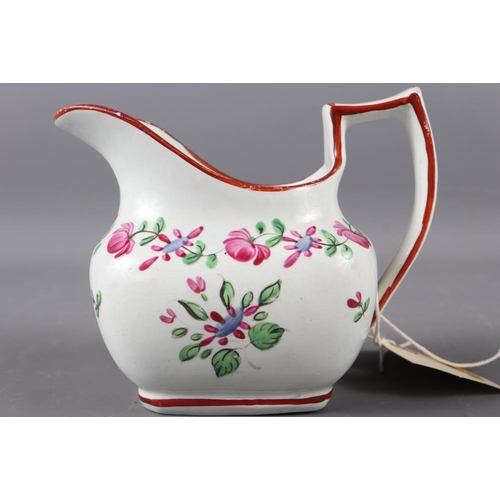 53 - An early 19th century Liverpool? cream jug with floral decoration, 4