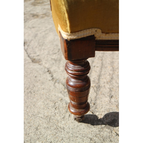 532 - An oak framed tub chair, upholstered in an ochre velour, on turned supports, and a child's 1920s low... 