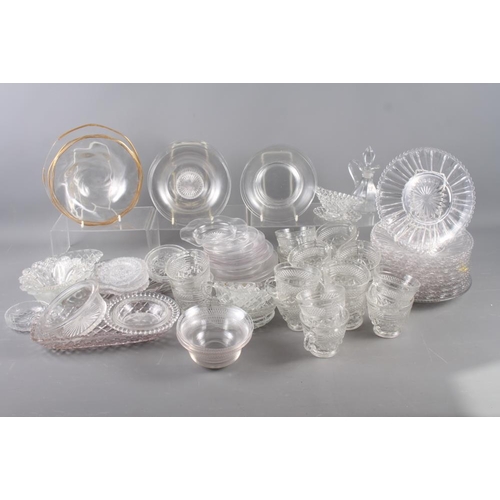 95 - A quantity of glass ice plates, moulded glass mugs, glass bowls and other glassware