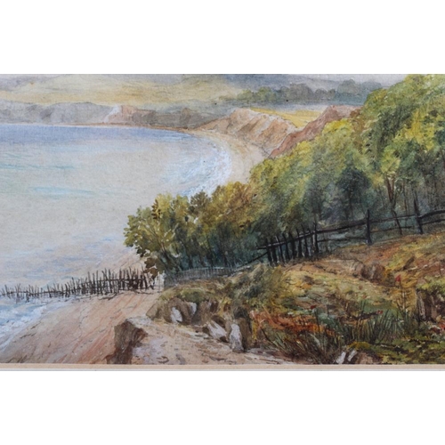 373 - English School: watercolours, coastal scene with distant cliffs, 6 3/4