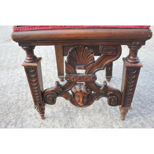 472 - A 19th century Renaissance revival carved walnut side chair with panel back monogrammed 