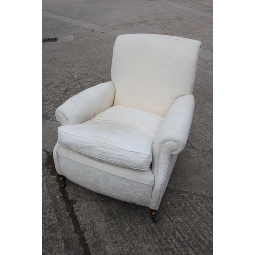 539 - A  Peter Dudgeon Howard style deep-seat armchair with loose seat cushion, on square taper supports