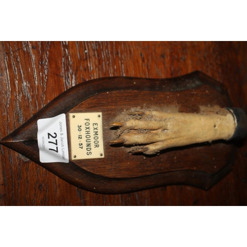 277 - Taxidermy: a fox head, on ebonised plaque, 