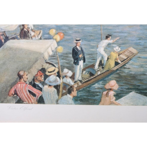 340 - After Victor Elford: a print of Henley Regatta, in gilt strip frame, a similar limited edition print... 