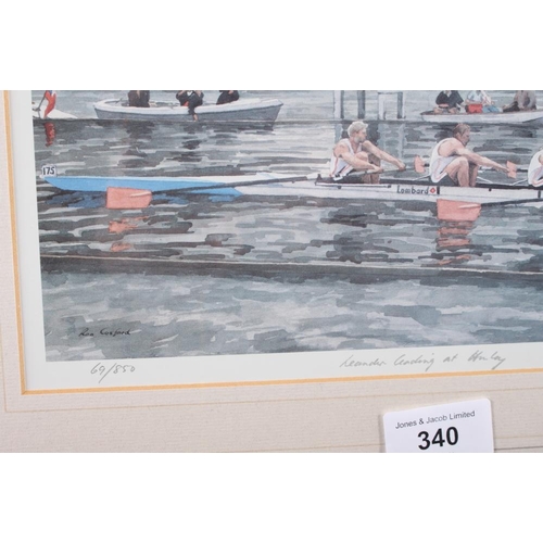 340 - After Victor Elford: a print of Henley Regatta, in gilt strip frame, a similar limited edition print... 