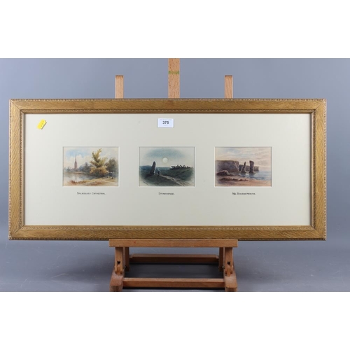 375 - James C Batkin: triptych watercolours, 