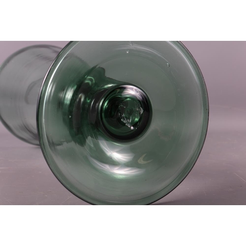 15 - A green glass goblet, 13 1/2
