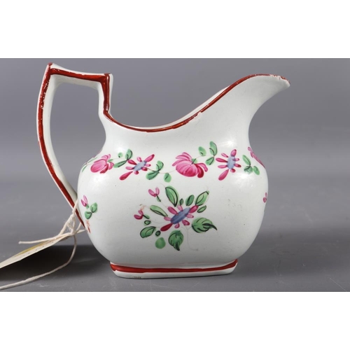 53 - An early 19th century Liverpool? cream jug with floral decoration, 4