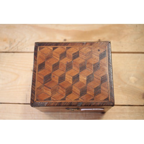 172 - A 19th century kingwood, rosewood and parquetry tea caddy, 5