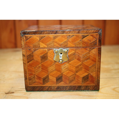 172 - A 19th century kingwood, rosewood and parquetry tea caddy, 5