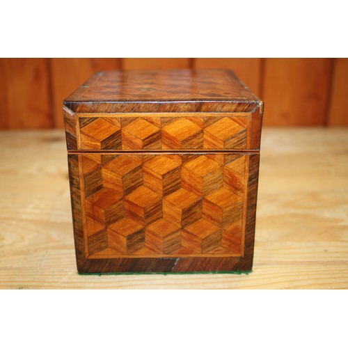 172 - A 19th century kingwood, rosewood and parquetry tea caddy, 5