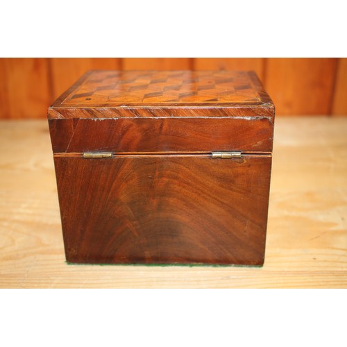 172 - A 19th century kingwood, rosewood and parquetry tea caddy, 5