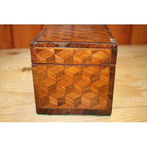 172 - A 19th century kingwood, rosewood and parquetry tea caddy, 5