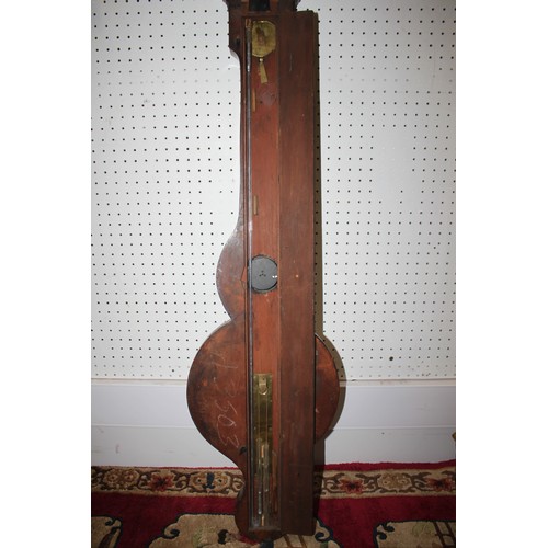 130 - An A Stopani mahogany cased banjo barometer, thermometer and clock, 38