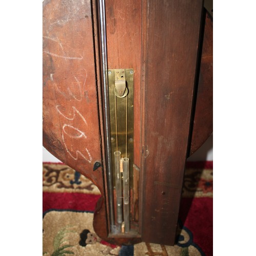 130 - An A Stopani mahogany cased banjo barometer, thermometer and clock, 38