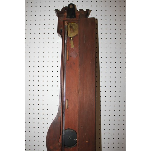 130 - An A Stopani mahogany cased banjo barometer, thermometer and clock, 38