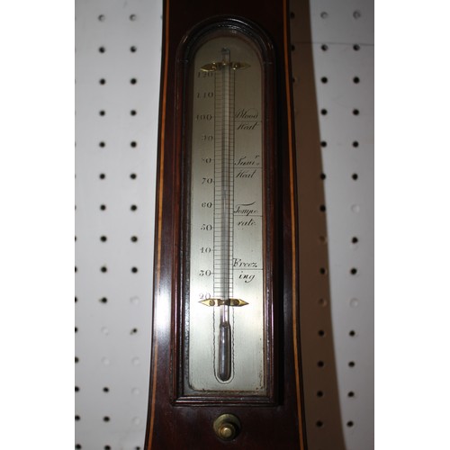 130 - An A Stopani mahogany cased banjo barometer, thermometer and clock, 38