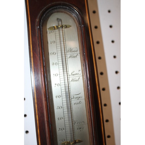 130 - An A Stopani mahogany cased banjo barometer, thermometer and clock, 38