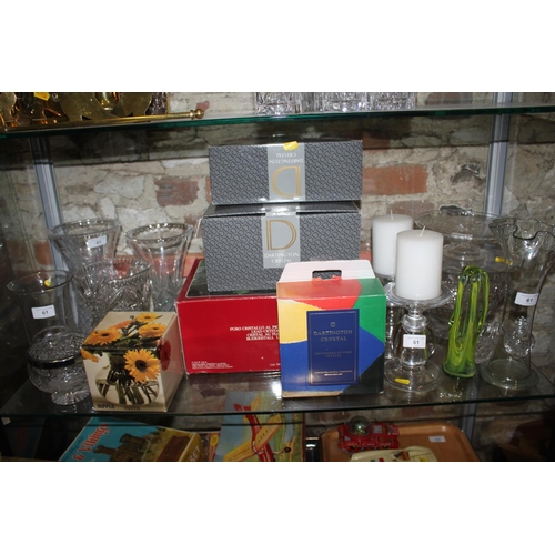 50 - A quantity of glassware, including a Dartington Crystal glass, in box, a pair of candlesticks, jugs ... 