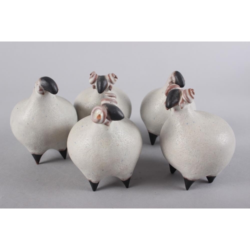 10 - Tessa Fuchs: a set of five stoneware sheep, a porcelain boar, a modern quail and a Herend lop eared ... 