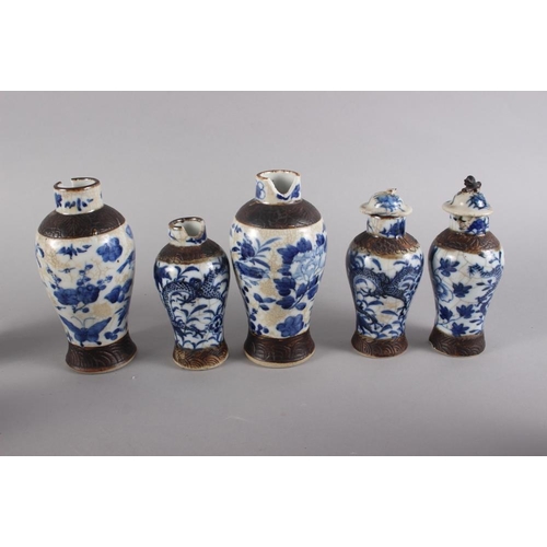 106 - A Chinese blue and white cylindrical vase, decorated figures, six character mark to base, 10