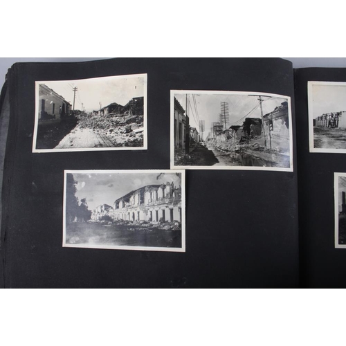 244 - An early 20th century photo album, North and South America, including eruption of Volcano Santa Mari... 