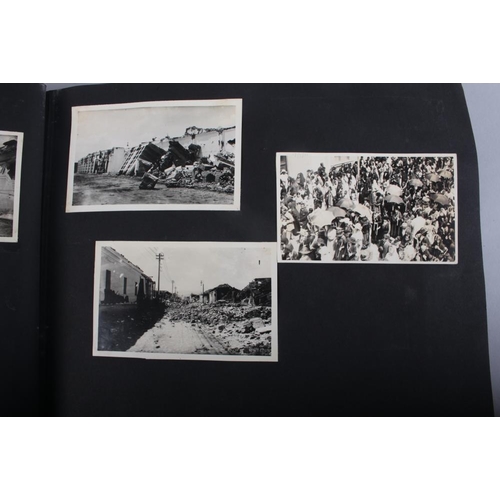 244 - An early 20th century photo album, North and South America, including eruption of Volcano Santa Mari... 