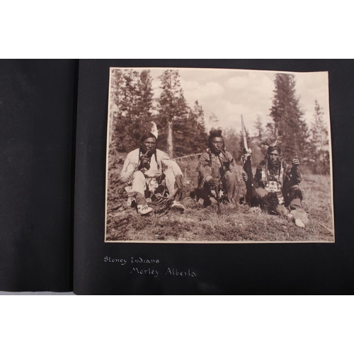 244 - An early 20th century photo album, North and South America, including eruption of Volcano Santa Mari... 