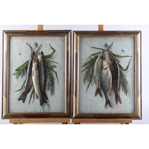 310 - A pair of 19th century embossed chromo lithographs, game fish, in gilt decorated frames