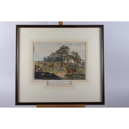 320 - Four 19th century hand-coloured hunting prints, after Wolstenholme, in ebonised and gilt frames