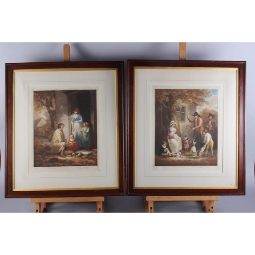 329 - After Wheatley: a pair of signed coloured mezzotints, 