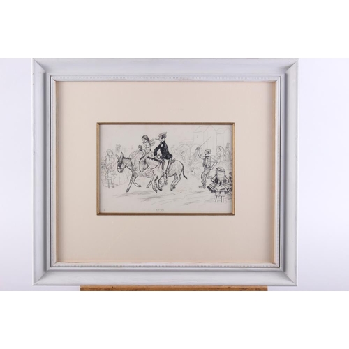 338 - Ernest H Shepard: two pen and ink studies, late Victorian beach scenes, 