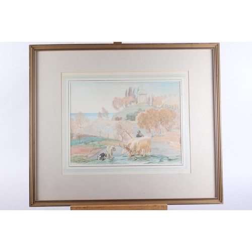 350 - A pair of early 20th century watercolour studies, Italian scenes with figures and livestock, monogra... 