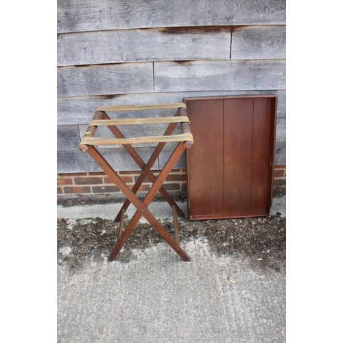 383 - A butler's mahogany tray, on folding stand, tray 32