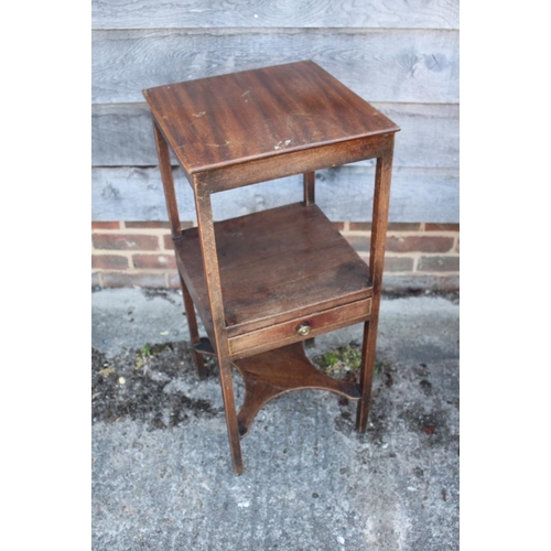 405 - A late 19th century mahogany washstand, fitted central drawer, on chamfered supports, 14