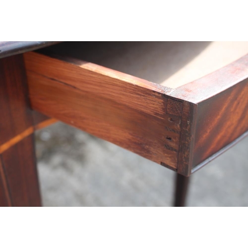 408 - A Georgian mahogany oval Pembroke table, fitted one drawer, on square taper supports and brass casto... 