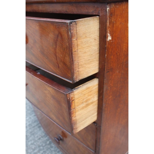 412 - A 19th century mahogany bowfront chest of two short and three long graduated drawers with knob handl... 