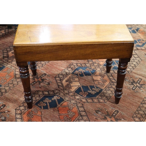 448 - A late 19th century mahogany bidet stool (no liner), on turned supports, 23