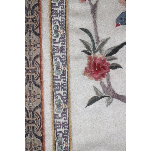 171 - A Chinese silk embroidered panel with bird and flower design, 23