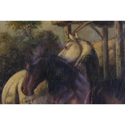 370 - Attributed to Herring: oil on board, farm animals, 12