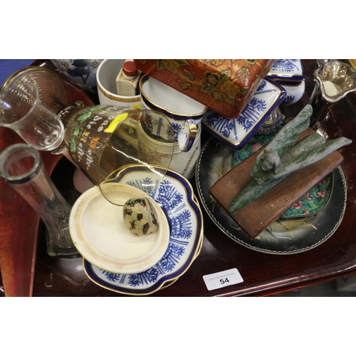 54 - An assortment of ceramics and glass, including a Keith Murray jug (chipped) a glass specimen vase wi... 