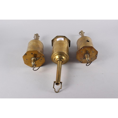 135 - Three early 20th century brass roasting jacks