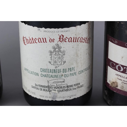 208 - A bottle of Chateau de Beaucastel 2001 Chateauneuf du Pape, a bottle of 1934 port, a Barons de Roths... 